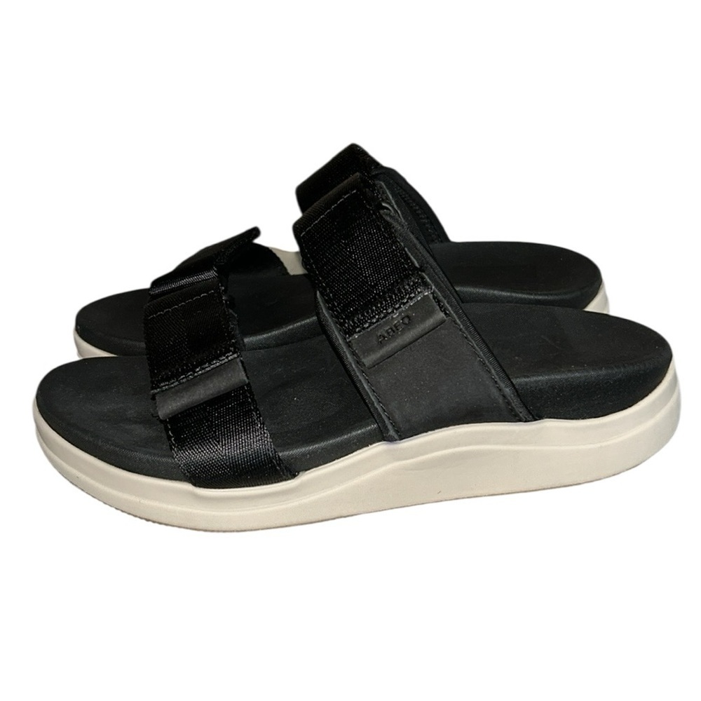 Abeo Jewel Black Nylon and Leather Adjustable Slides with Orthotic Insole Size 9 - Picture 4 of 11